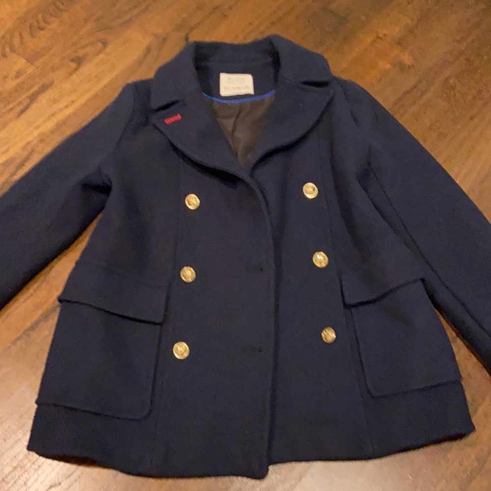 Zara girls navy orange coat, size 11/12